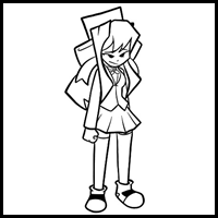 How to draw Monika from FNF Hotline 024