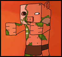 How to Draw Zombie Pigmen from Minecraft