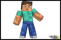 How to Draw Diamond Steve from Minecraft