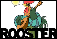 How to Draw Cartoon Roosters with Easy Step by Step Drawing Lesson 