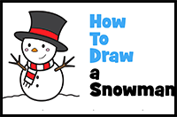 How to Draw a Cute Cartoon Snowman for Kids and Beginners