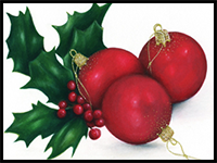 Drawing Christmas Holly & Baubles