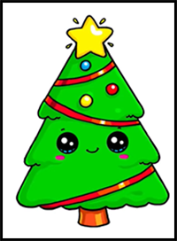 How to Draw a Christmas Tree and Star Easy and Cute