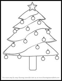 How to Draw Decorated Christmas Tree