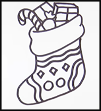 How to Draw Christmas Stocking Easy Holiday Drawings