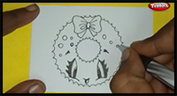 How to Draw a Christmas Wreath