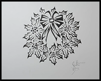 How to Draw a Christmas Wreath - Tribal Tattoo Design Style