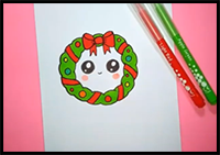 How to Draw a Christmas Wreath - Cute and Easy