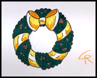 Learn How to Draw a Christmas Wreath