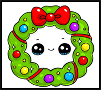 How to Draw a Christmas Holiday Wreath Easy