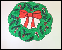 How to Draw Christmas Wreath