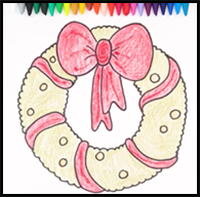 How to Draw a Christmas Wreath