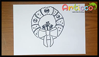 How to Draw Christmas Wreath Step by Step