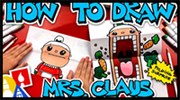 How to Draw Crazy Veggie Mrs. Claus Puppet – Folding Surprise