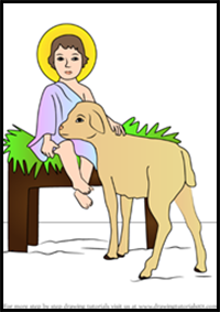 How to Draw Baby Jesus with Lamb