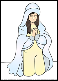 How to Draw Person Praying Nativity Scene