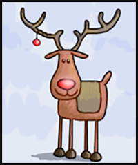 How to Draw Rudolph The Red Nosed Reindeer with Easy Step by Step