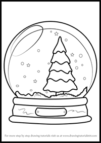 How to Draw Snowglobe with Christmas Tree
