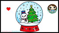 How to Draw a Christmas Snow Globe Cute and Easy