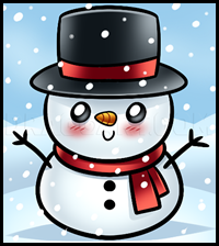Drawing a Kawaii Frosty the Snowman
