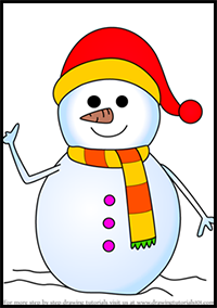 How to Draw Snowman With Scarf