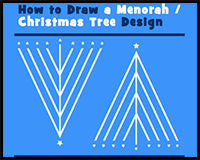 How to Draw a Hanukkah Menorah That Turns Into a Christmas Tree Greeting Card Design