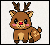 How to Draw Cute Rudolph Reindeer Easy