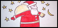 How to draw Santa with Christmas Gifts