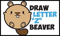 Learn How to Draw a Cute Cartoon Beaver with Letters Easy Step by Step Drawing Tutorial for Children