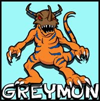 How to Draw Greymon from Digimon with Step by Step Drawing Lesson