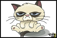how to draw chibi grumpy angry cat