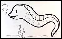 How to Draw an Eel (Cute) - Easy Pictures to Draw - YouTube