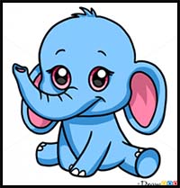 How to Draw Baby Elephant, Cute Anime Animals