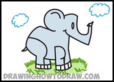 How to Draw Cartoon Elephants from the Word Elephant – Word Cartoons Tutorial for Kids
