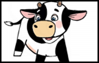 How to Draw Cute Cartoon Baby Cows with Step by Step Drawing Tutorial 