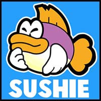 How to Draw Sushie Fish from Nintendo’s Super Paper Mario with Easy Step by Step Drawing Tutorial
