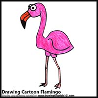 How to Draw a Cartoon Flamingo