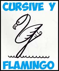 How to Draw a Cartoon Flamingo from Cursive Letter Y Shapes Easy Tutorial for Kids