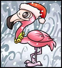 Christmas Flamingo Drawing Lesson