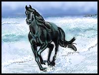 How to Draw a Horse Galloping Through Surf