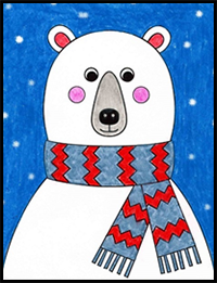 How to Draw a Bear with a Scarf