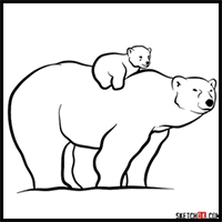 How to Draw a Polar Bear Mom with a Baby Bear on her Back