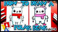 How to Draw a Funny Cartoon Polar Bear Skiing