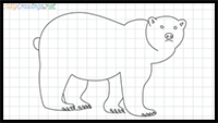 Brown bear grid line drawing