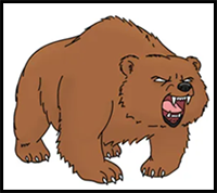 How to Draw a Bear Roaring (Cartoon)