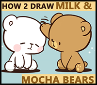How to Draw The 2 Kawaii / Chibi Bears from Milk and Mocha – Easy Step by Step Drawing Tutorial