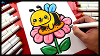 How to Draw a Funny Bee Sitting on a Flower