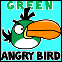 How to Draw Green Bird Toucan from Angry Birds Game in Cartooning Tutorial