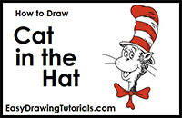 how to draw cat in the hat