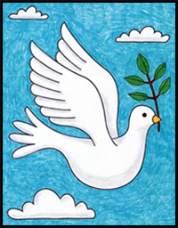 How to Draw a Dove with an Olive Branch